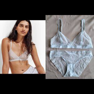 NWOT J. Crew Sheer Mesh Bralette and Bikini Set in Pale Blue